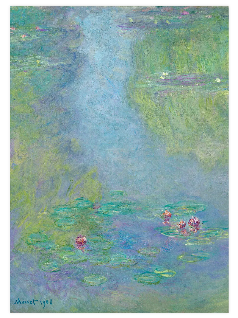 Nilüferlerle açılan sakin gölet yüzeyi.