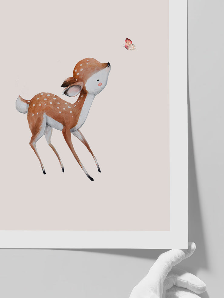 Kelebek Ve Bambi - Art Print  Poster