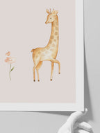 Zürafa Ve Çiçek - Art Print