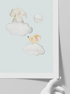 Bulut Üstünde Fil ve Fare - Art Print