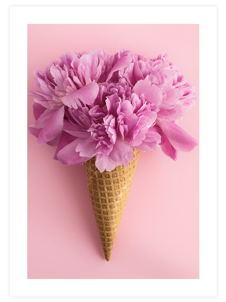 Pembe Çiçekli Dondurma - Art Print Fotoğraflar Poster