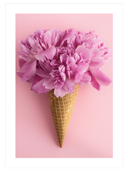 Pembe Çiçekli Dondurma - Art Print