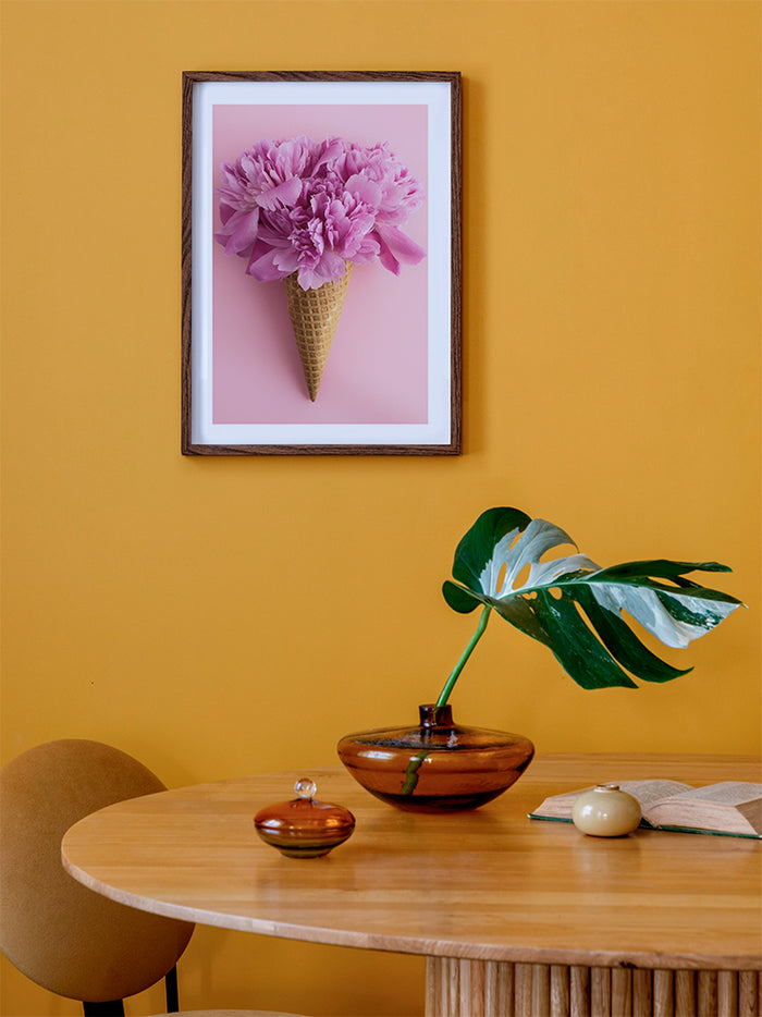 Pembe Çiçekli Dondurma - Art Print  Poster