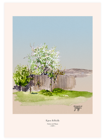 Egon Schiele Ağaçlı Bahçe - Art Print