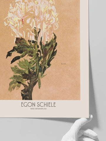 Egon Schiele White Chrysanthemum - Art Print