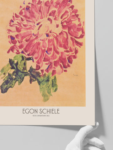 Egon Schiele Red Chrysanthemum - Art Print