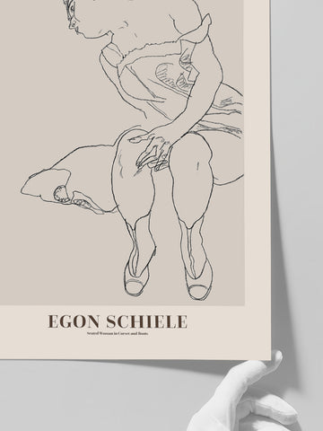 Egon Schiele Seated Woman In Corset And Boots - Art Print