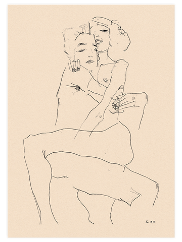 Egon Schiele Couple Embracing - Art Print