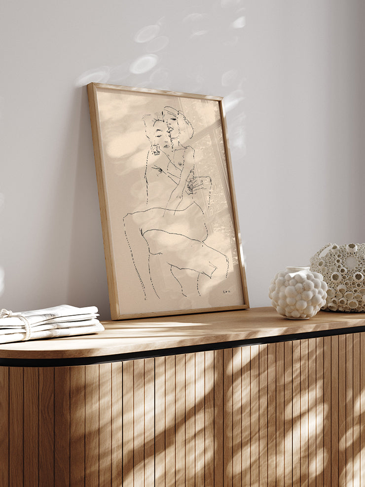Egon Schiele Couple Embracing - Art Print