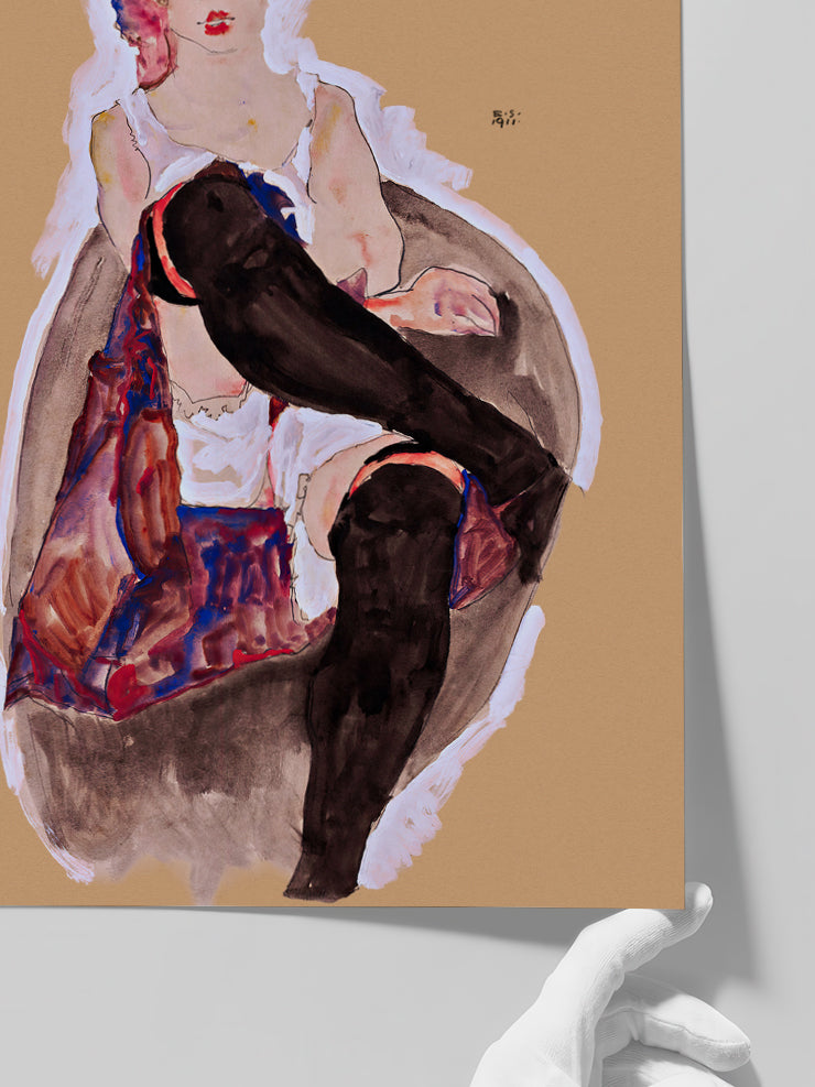 Egon Schiele Girl with Crossed Legs - Art Print  Poster