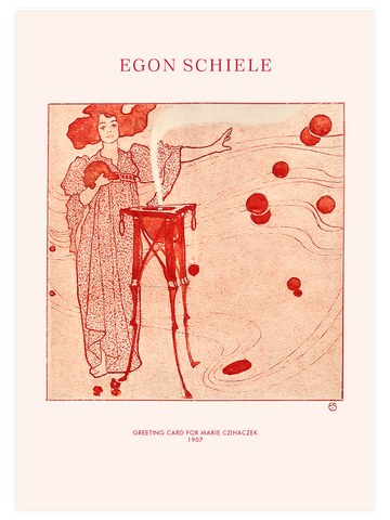 Egon Schiele Greeting Card for Marie Czihaczek - Art Print