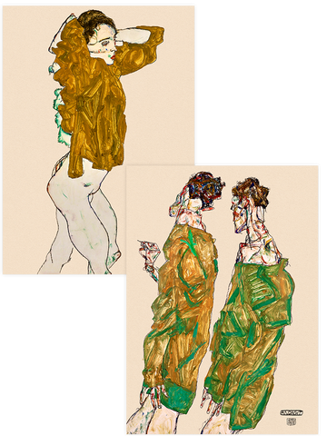 Egon Schiele Two Men & A Woman - Poster Seti Duo