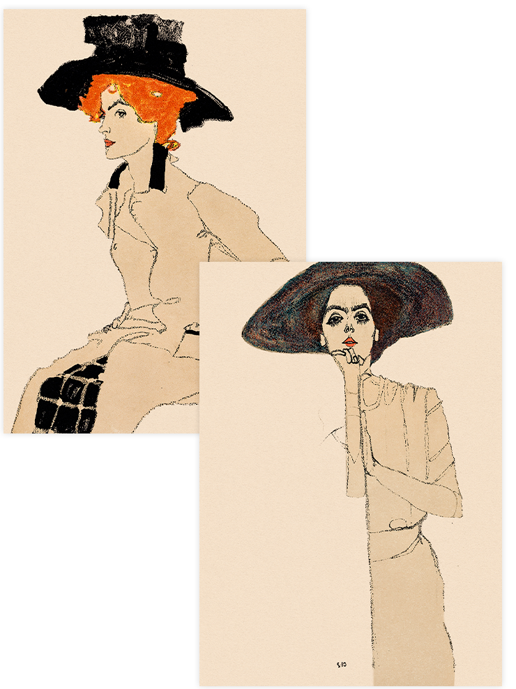 Egon Schiele Portrait of Women - Poster Seti Duo Ünlü Ressamlar Poster