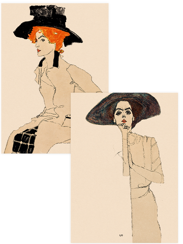 Egon Schiele Portrait of Women - Poster Seti Duo