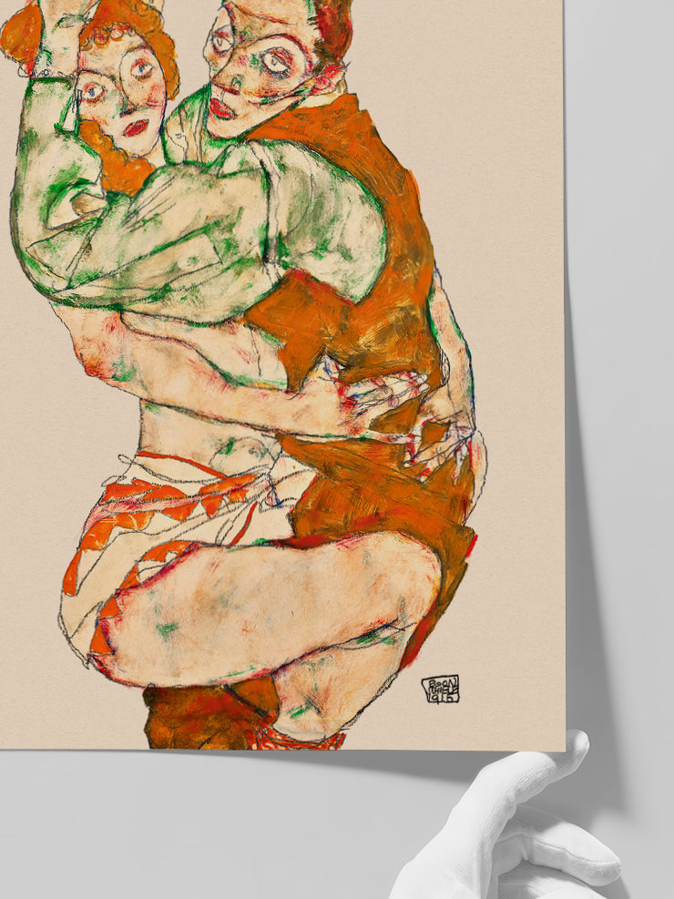 Egon Schiele Lovemaking - Art Print  Poster