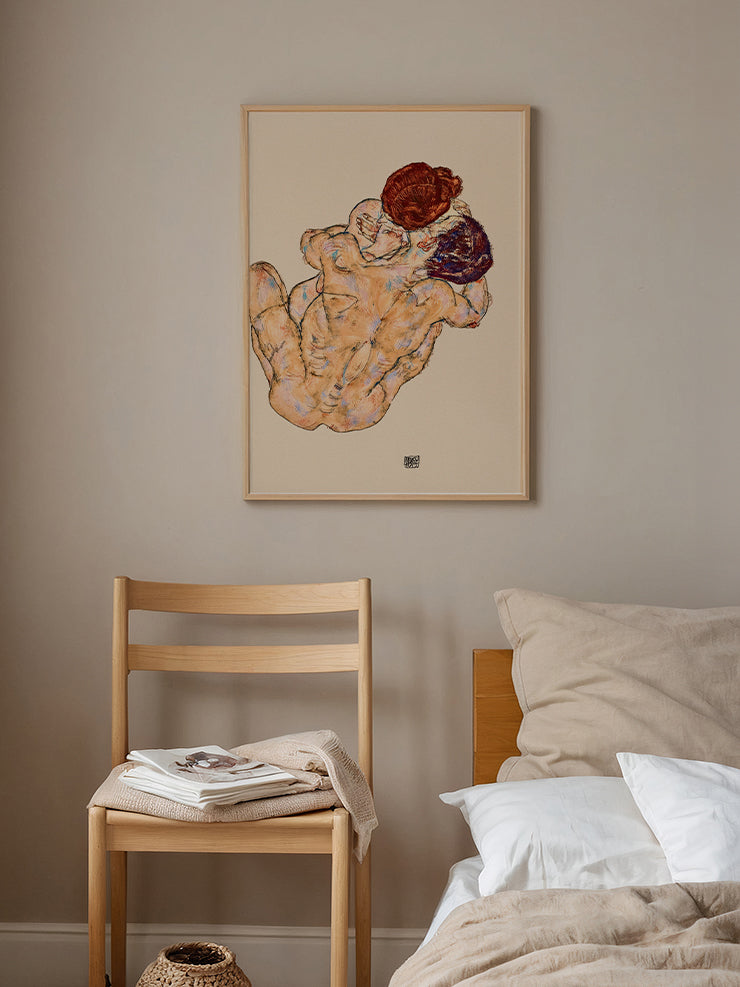 Egon Schiele Man and Woman, Hug - Art Print  Poster