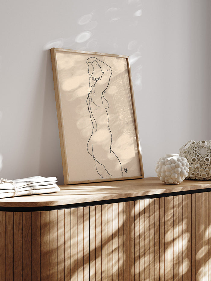 Egon Schiele Naked Woman Backview. Standing Nude, Facing Right - Art Print  Poster