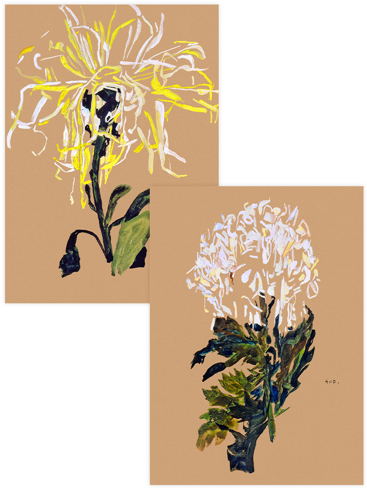 Egon Schiele Chrysanthemums - Poster Seti Duo Ünlü Ressamlar Poster