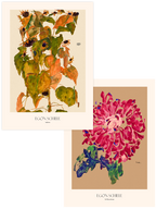 Egon Schiele Chrysanthemum & Sunflowers - Poster Seti Duo
