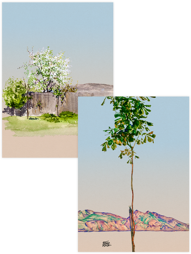 Egon Schiele Trees - Poster Seti Duo Ürün ana görseli