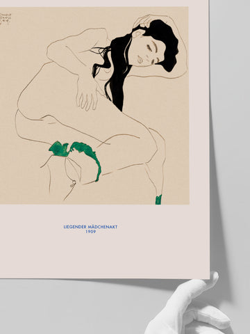Egon Schiele Reclining Nude Girl - Art Print