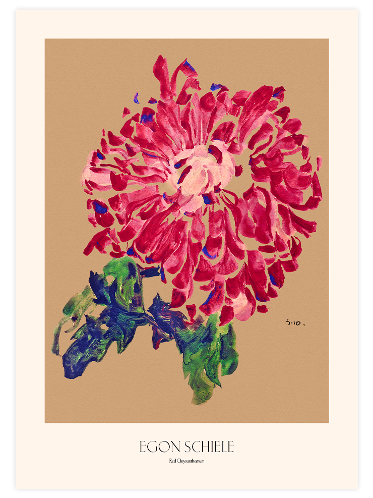 Egon Schiele Chrysanthemum & Sunflowers - Poster Seti Duo