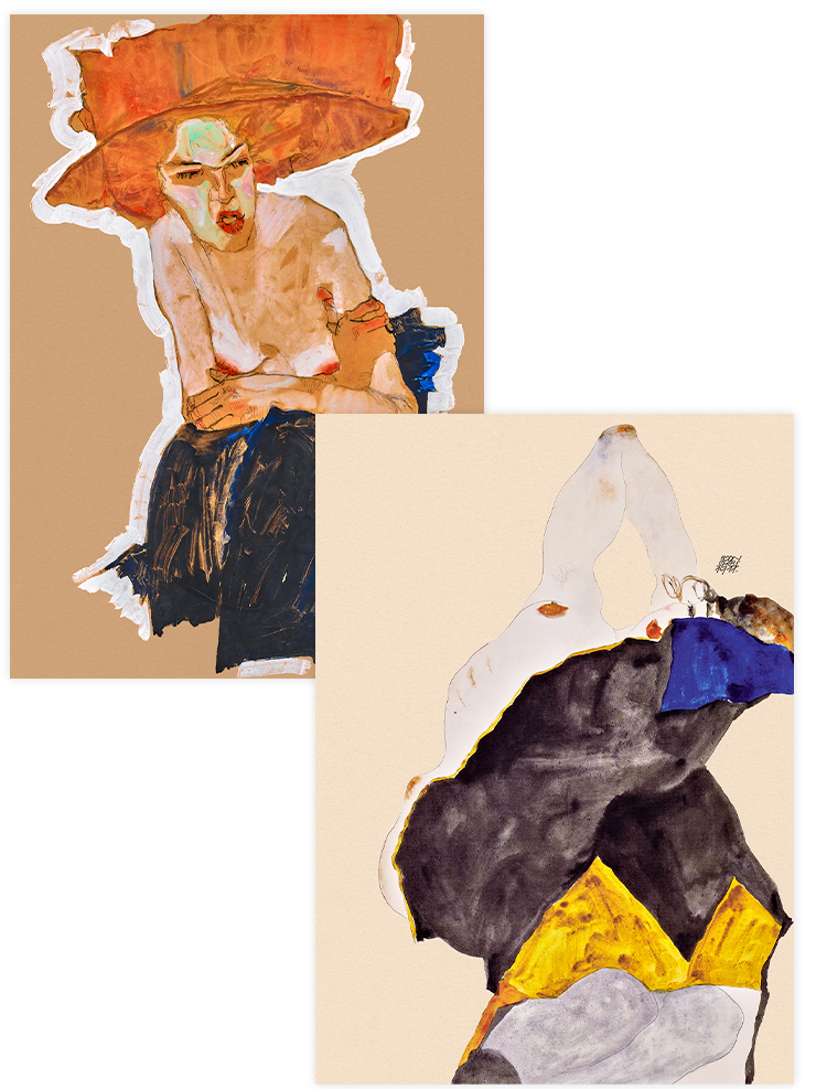 Egon Schiele Female Figures - Poster Seti Duo Ünlü Ressamlar Poster