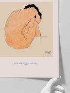 Egon Schiele Seated Male Nude with Black Hair - Art Print