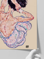 Egon Schiele Seated Nude, Back View - Art Print