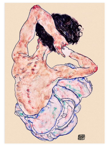 Egon Schiele Seated Nude, Back View - Art Print