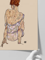 Egon Schiele Seated Woman in Underwear - Art Print
