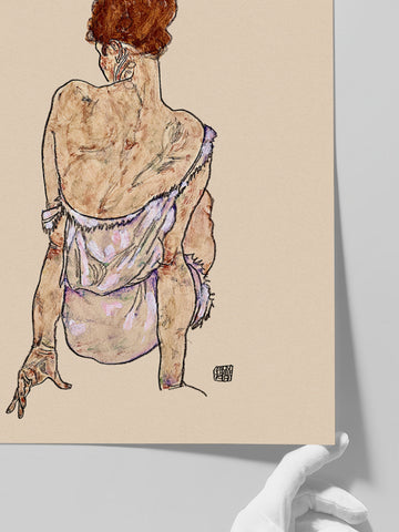 Egon Schiele Seated Woman in Underwear - Art Print