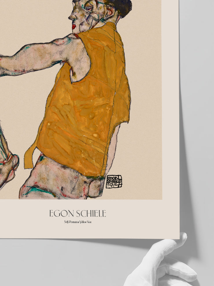 Egon Schiele Self-Portrait in Yellow Vest - Art Print