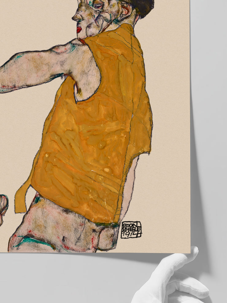 Egon Schiele Sarı Yelekli Otoportre - Art Print