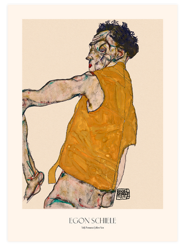 Egon Schiele Self-Portrait in Yellow Vest - Art Print