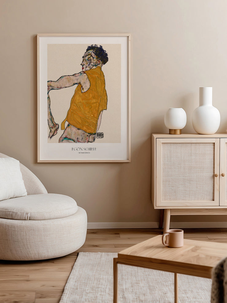 Egon Schiele Self-Portrait in Yellow Vest - Art Print Ürün ikincil görseli