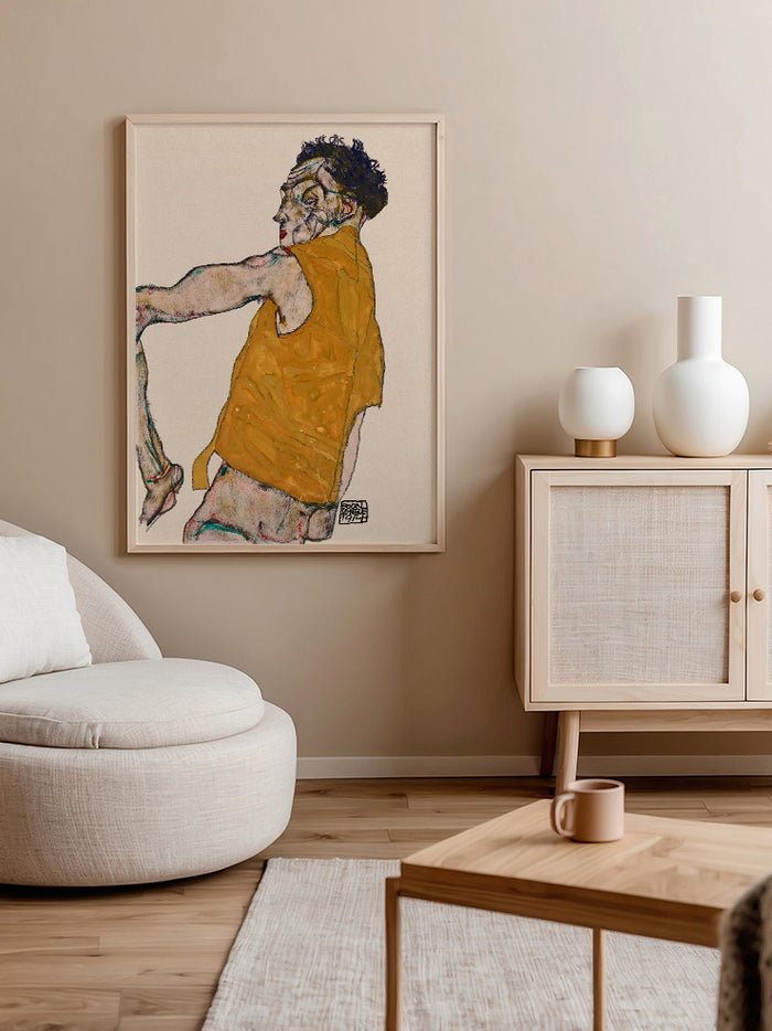 Egon Schiele Sarı Yelekli Otoportre - Art Print  Poster