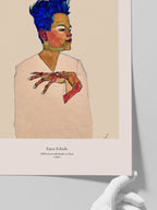 Egon Schiele Self Portrait with Hands on Chest - Art Print