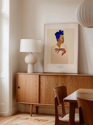 Egon Schiele Self Portrait with Hands on Chest - Art Print