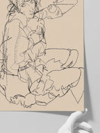 Egon Schiele Sitting Woman Sketch - Art Print
