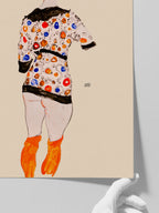 Egon Schiele Standing Woman in a Patterned Blouse - Art Print