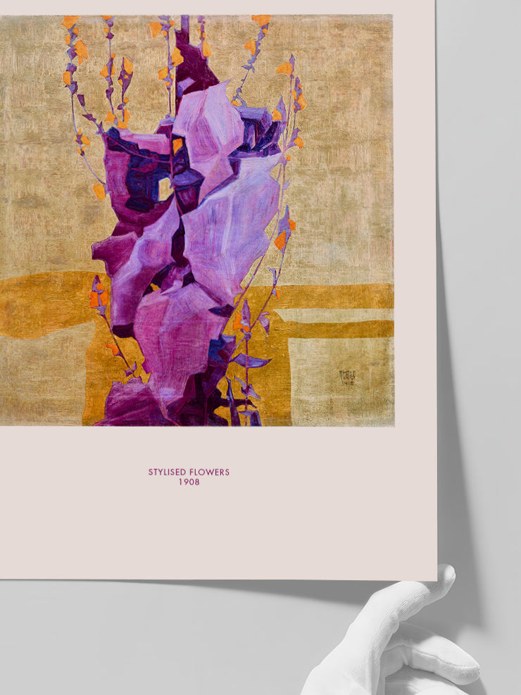 Egon Schiele Stylised Flowers - Art Print  Poster
