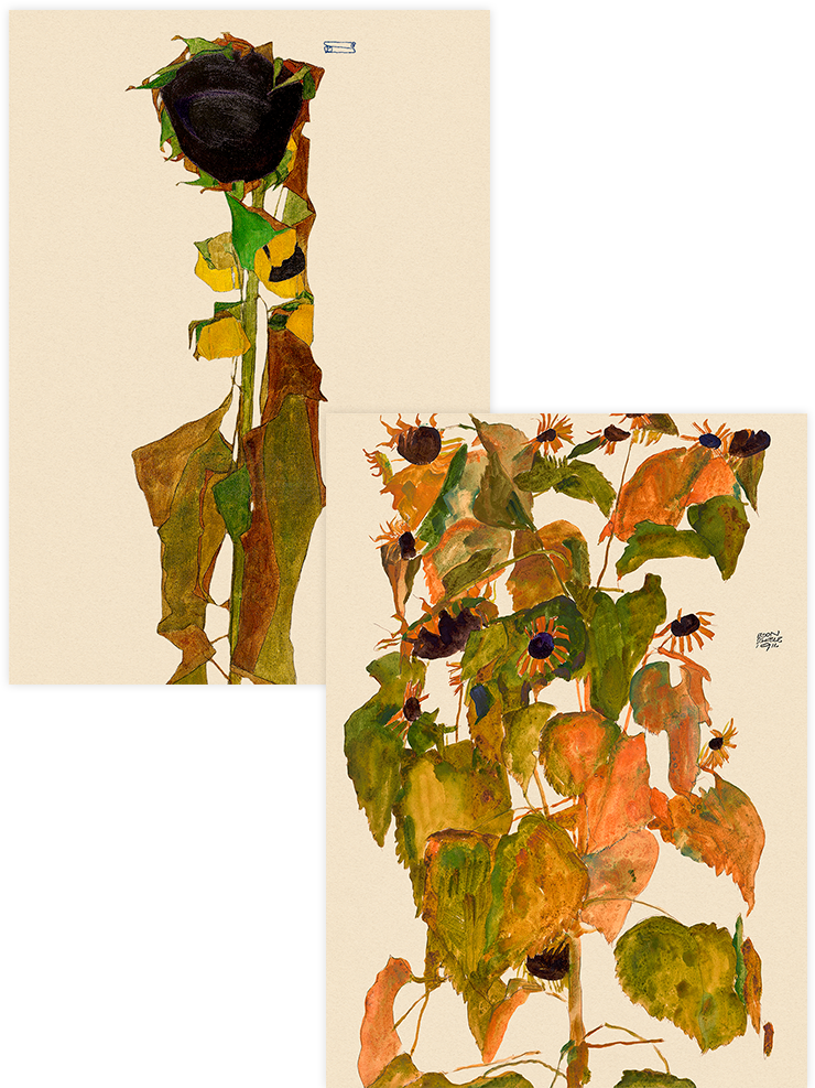 Egon Schiele Sunflowers - Poster Seti Duo Ünlü Ressamlar Poster