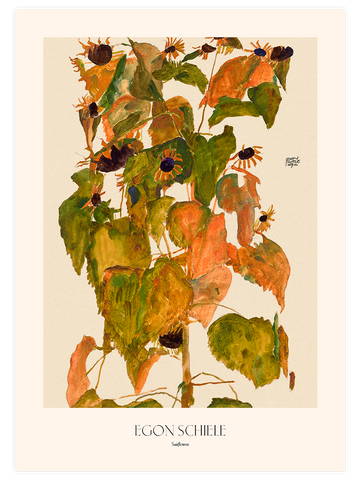Egon Schiele Chrysanthemum & Sunflowers - Poster Seti Duo