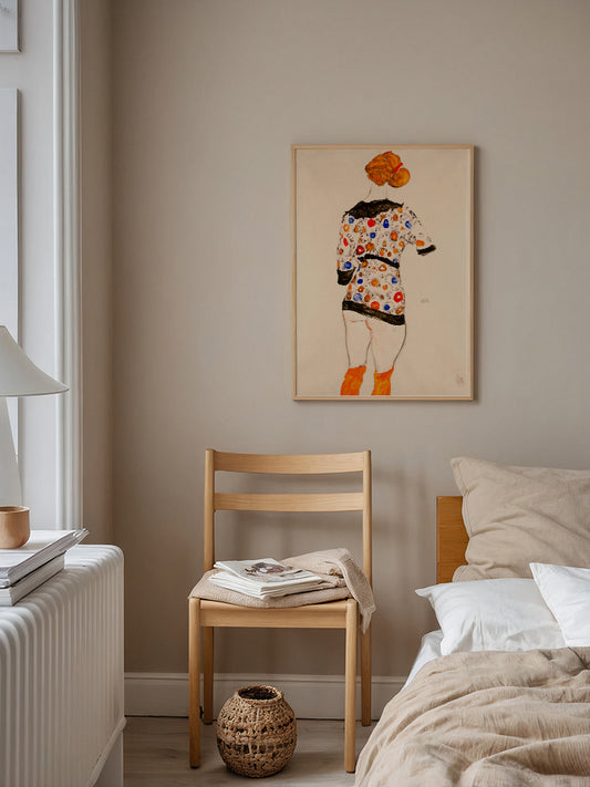 Egon Schiele  Standing Woman in a Patterned Blouse - Art Print