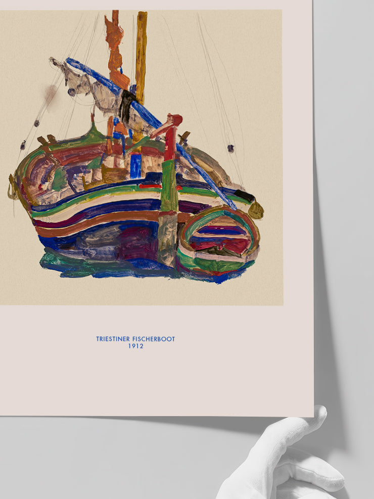 Egon Schiele Trieste Fishing Boat - Art Print