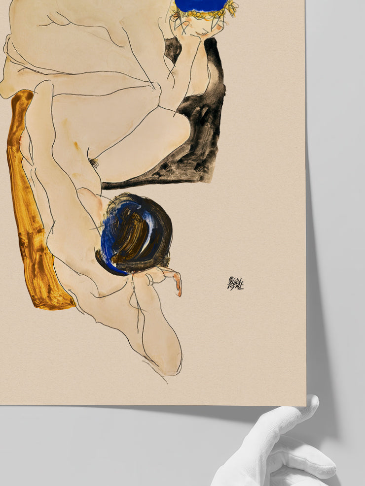 Egon Schiele  Two Reclining Figures - Art Print