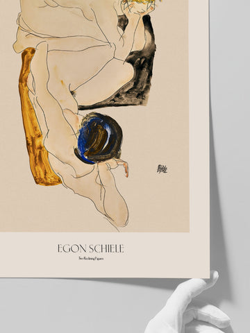 Egon Schiele  Two Reclining Figures - Art Print