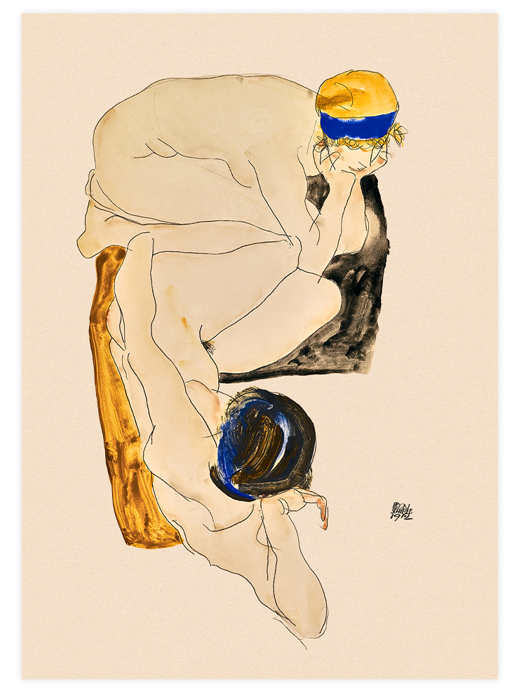 Egon Schiele  Two Reclining Figures - Art Print Ürün ana görseli