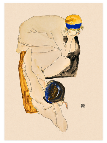 Egon Schiele  Two Reclining Figures - Art Print